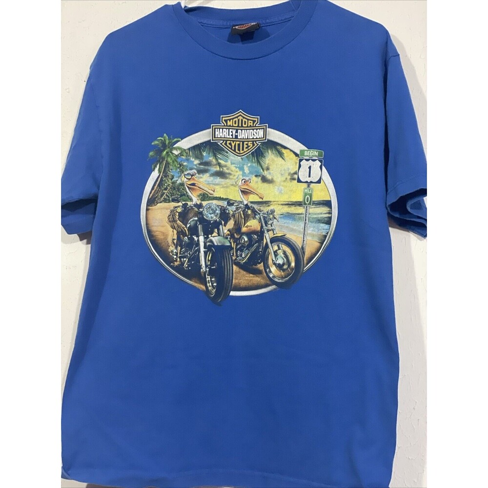 Harley-Davidson Peterson's Key West Florida Beach Palm Trees Pelicans Blue Med